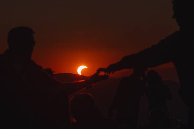 Solar eclipse viewed from Slovakia KOJSOV, SLOVAKIA - AUGUST 12: People gather to view the total eclipse of the Sun on August 12, 2026 near Kojsov, Slovakia. Millions of people have flocked to areas where the eclipse was visible. During the event, the moon passed in between the Sun and the Earth, appearing to partially block the sun. Robert Nemeti Anadolu Kojsov Slovakia. Editorial use only. Please get in touch for any other usage.  Copyright: x2026xAnadoluxRobertxNemetix