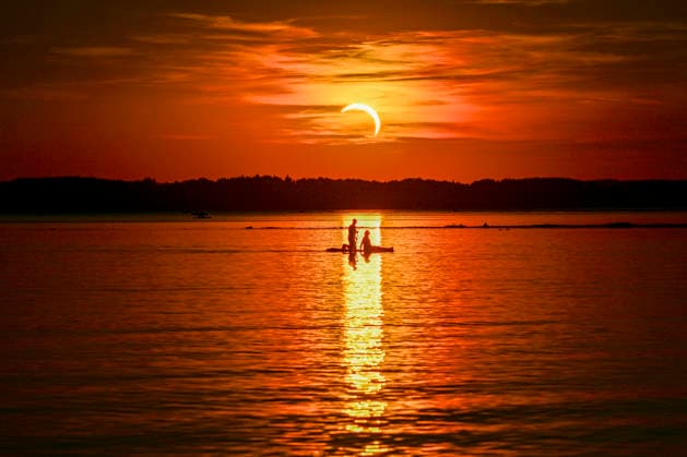 Solar Eclipse Solar Eclipse over Lake Chiemsee near Chieming on August 12, 2026, Germany, Bavaria, Chieming, Lake Chiemsee shore, Bavaria, Germany