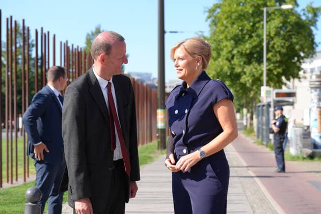 Commemoration of the 65th Anniversary of the Construction of the Berlin Wall: Prof. Dr. Axel Klausmeier in conversation with Bundestag President Julia Kloeckner ahead of the commemoration of the 65th anniversary of the construction of the Berlin Wall, Berlin, August 13, 2026, Berlin, Germany