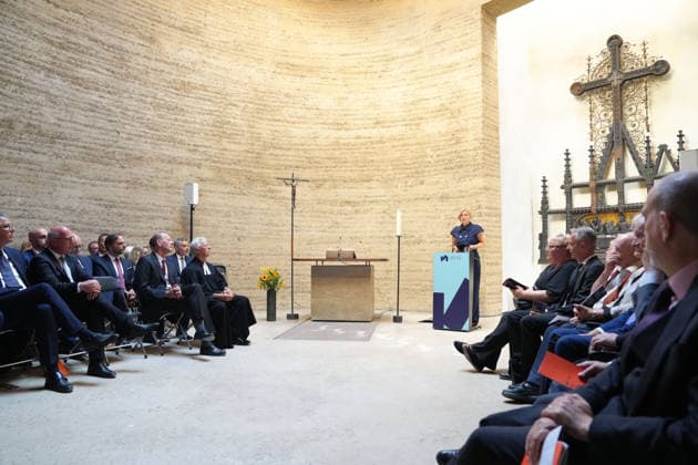 Commemoration of the 65th Anniversary of the Construction of the Berlin Wall: A portrait of Bundestag President Julia Kloeckner delivering her speech at the commemoration of the 65th anniversary of the construction of the Berlin Wall, Berlin, August 13, 2026, Berlin, Germany