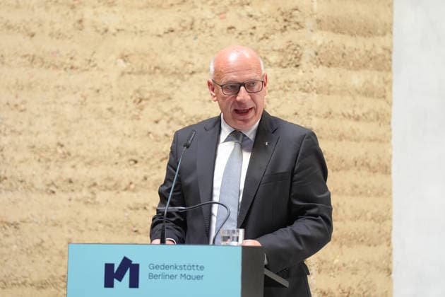 Commemoration of the 65th Anniversary of the Construction of the Berlin Wall: Kai Wegener delivering a speech at the commemoration event marking the 65th anniversary of the construction of the Berlin Wall, Berlin, August 13, 2026, Berlin, Berlin, Germany