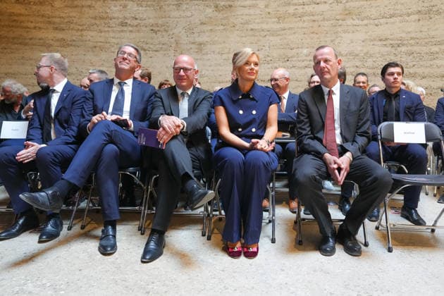 Commemoration of the 65th Anniversary of the Construction of the Berlin Wall Front row: Minister of State for Culture Wolfram Weimer, Kai Wegener, Julia Kloeckner, and Axel Klausmeier at the commemorative event marking the 65th anniversary of the construction of the Berlin Wall, Berlin, August 13, 2026, Berlin, Germany