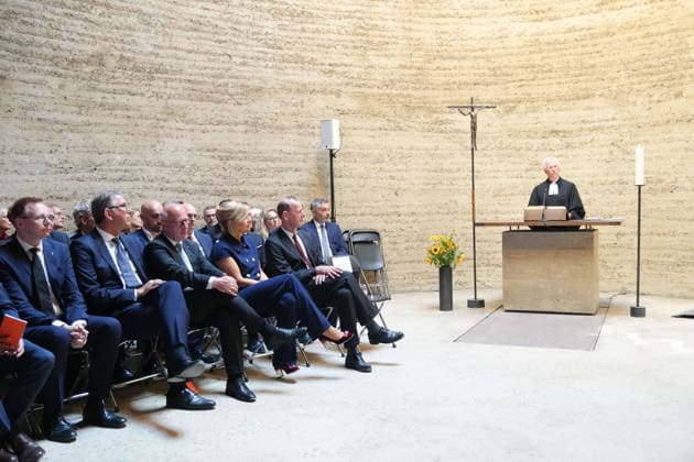 Commemoration of the 65th Anniversary of the Construction of the Berlin Wall: Pastor Thomas Jeutner delivering his speech and address during the church service as part of the commemoration of the 65th anniversary of the construction of the Berlin Wall, Berlin, August 13, 2026, Berlin, Berlin, Germany