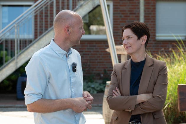 Farmer Heiner KEIL welcomes Silke GORISSEN, Gorißen, CDU, Minister of Agriculture and Consumer Protection for the State of North Rhine-Westphalia, Silke GORISSEN, Gorißen, CDU, Minister of Agriculture and Consumer Protection for the State of North Rhine-Westphalia, visits the Keil farm in Reken as part of her NRW is good tour, August 13, 2026