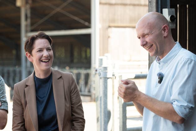 Farmer Heiner KEIL in conversation with Silke GORISSEN, Gorißen, CDU, Minister of Agriculture and Consumer Protection for the State of North Rhine-Westphalia, Silke GORISSEN, Gorißen, CDU, Minister of Agriculture and Consumer Protection for the State of North Rhine-Westphalia, visits the Keil farm in Reken as part of her NRW is gut tour, August 13, 2026