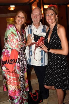 Corinna Binzer, actress; Sepp Schauer, actor; Miriam Binzer, daughter; Munich, August 13, 2029; Bayerischer Hof; comedy premiere; *A Totally Crazy Midsummer Night s Dream*; photo: Munich