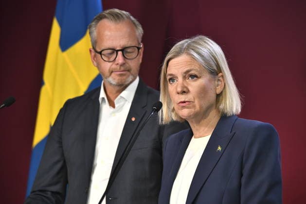 STOCKHOLM, SWEDEN, August 14, 2026 — Mikael Damberg (S), the Social Democrats’ spokesperson on economic policy, and Magdalena Andersson (S), party leader, present an election pledge. STOCKHOLM, SWEDEN x12060x  Copyright: xLarsxSchröder TTx PRESSTRÄFF SOCIALDEMOKRATERNA VALLÖFTE hbYy8Dpfibs