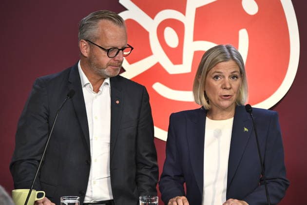 STOCKHOLM, SWEDEN, August 14, 2026 — Mikael Damberg (S), the Social Democrats’ spokesperson on economic policy, and Magdalena Andersson (S), party leader, present an election pledge. STOCKHOLM, SWEDEN x12060x  Copyright: xLarsxSchröder TTx PRESSTRÄFF SOCIALDEMOKRATERNA VALLÖFTE l6gSpmqxtAc