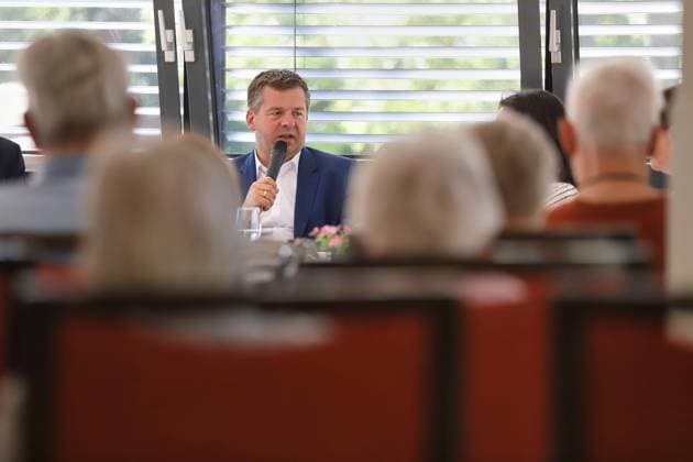 Halle-Saale, Saxony-Anhalt, Germany, August 14, 2026: Minister President Visits ProCurand Care Facility; Sven Schulze, CDU Copyright: xdtsxNachrichtenagenturx dts_130144