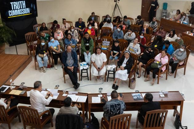 August 14, 2026, Manila, Metro Manila, Philippines: The Philippine Truth Commission, composed of human rights workers and clergy people, hosts its first public truth-telling session, this morning of August 14 in the Pope Pius XII Center in Manila. The commission discussed the case of Raymart Siapo, a 19 year victim of the former Duterte AdministrationÃ¢â‚¬â ¢s Ã¢â‚¬ËœWar on Drugs. According to Luzviminda Siapo, the mother of Raymart who spoke before the commission, his son was abducted and killed by 14 unidentified individuals. Manila Philippines - ZUMAp220 20260814_zip_p220_018 Copyright: xCharlesxPerezx