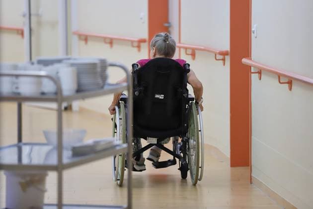 Saxony-Anhalt, Germany, August 14, 2026 An elderly woman is being pushed in a wheelchair through a nursing home Copyright: xdtsxNachrichtenagenturx dts_130147