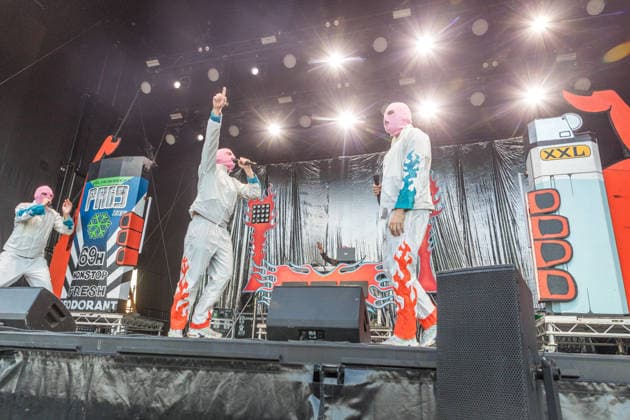 The Berlin hip-hop rap trio PA69—consisting of DJ Dope, Rabatto, and Turbogianni—performed on the first day of Highfield 2026 at Störmthaler See. Highfield 2026 Day 1: PA69