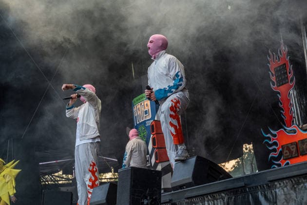 The Berlin hip-hop rap trio PA69—consisting of DJ Dope, Rabatto, and Turbogianni—performed on the first day of Highfield 2026 at Störmthaler See. Highfield 2026 Day 1: PA69
