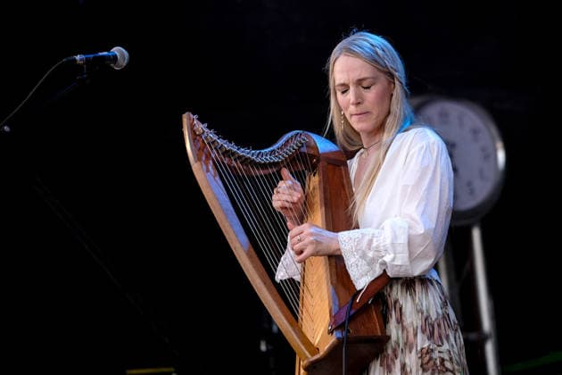 August 14, 2026, Williamscot, Oxfordshire, United Kingdom: Harpist and vocalist Hattie Webb, with Marshall Gilmour Webbs, performing live on stage at Fairport s Cropredy Convention. Williamscot United Kingdom - ZUMAs197 20260814_aaa_s197_097 Copyright: xDawnxFletcher-Parkx