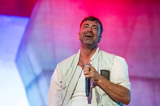 Rostock, Germany, August 14, 2026 Marteria Zum Glück in die Zukunft Tour 2026 Rostock Pictured: Marten Laciny (Marteria) laughing, smiling, in a good mood, grinning, Copyright: xFotostandx xVoelkerx