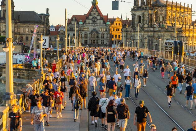 Dresden City Festival The Dresden City Festival attracts tens of thousands of visitors every year Augustus Bridge Dresden Saxony Germany