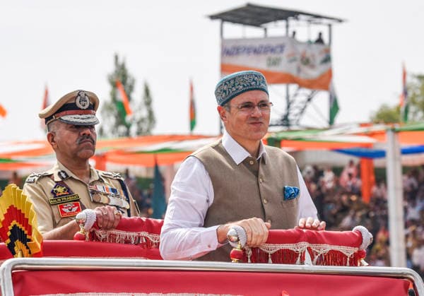 80th Independence Day Celebrations in Jammu and Kashmir s Srinagar Srinagar, Aug 15 (ANI): Jammu and Kashmir Chief Minister Omar Abdullah inspects a parade during 80th Independence Day celebrations at Bakshi Stadium, in Srinagar on Saturday. Srinagar Jammu and Kashmir India Copyright: xANIx ANI_20260815318
