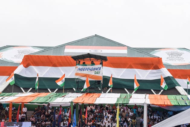 80th Independence Day Celebrations in Jammu and Kashmir s Srinagar Srinagar, Aug 15 (ANI): People gather at Bakshi Stadium for the 80th Independence Day celebrations, in Srinagar on Saturday. Srinagar Jammu and Kashmir India Copyright: xANIx ANI_20260815347