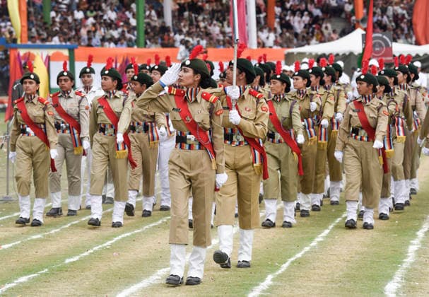 80th Independence Day Celebrations in Jammu and Kashmir s Srinagar Srinagar, Aug 15 (ANI): Contingents take part in the parade during the 80th Independence Day celebrations at Bakshi Stadium, in Srinagar on Saturday. Srinagar Jammu and Kashmir India Copyright: xANIx ANI_20260815349