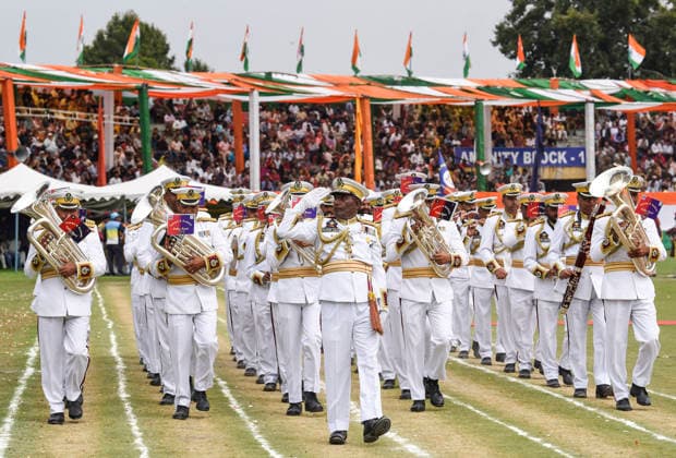 80th Independence Day Celebrations in Jammu and Kashmir s Srinagar Srinagar, Aug 15 (ANI): A Jammu and Kashmir Police brass band take part in the parade during the 80th Independence Day celebrations at Bakshi Stadium, in Srinagar on Saturday. Srinagar Jammu and Kashmir India Copyright: xANIx ANI_20260815357