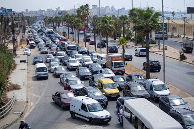 Lebanese families flee north as Israeli strikes persist despite ceasefire SIDON, LEBANON - AUGUST 15: Traffic backs up along roads in Sidon, southern Lebanon, on August 15, 2026, as families flee their homes in vehicles following continued Israeli military strikes despite a ceasefire agreement. Displaced residents packed personal belongings into cars and trucks, creating major gridlock through the port city as they sought safety in regions further north. Mohammad Abushama Anadolu Sidon Lebanon. Editorial use only. Please get in touch for any other usage.  Copyright: x2026xAnadoluxMohammadxAbushamax