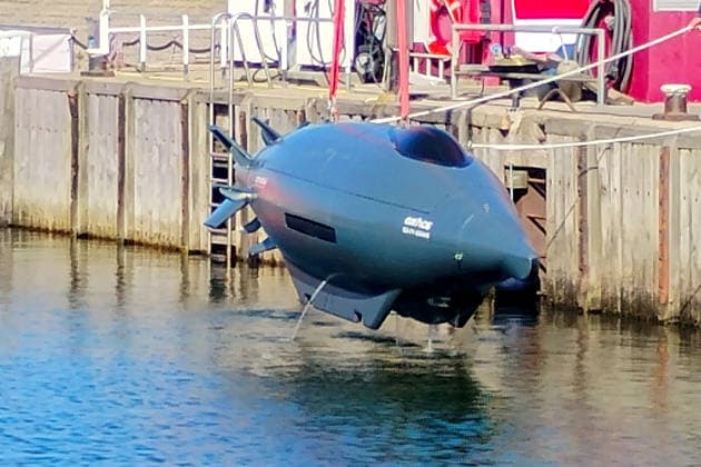 U-Boat submarine autonomous underwater vehicle Grace GS P1 Bravo, in the harbor at Damp on the Baltic Sea Greysharkk U-Boat submarine