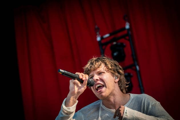 Berlin rapper Zartmann performs with his band on the second day of Highfield 2026 Highfield 2026 Day 2 Zartmann