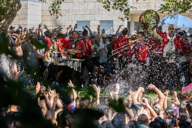 August 15, 2026, Paredes De Coura, Braga, Portugal: MEUTE perform an unexpected afternoon show by the river Coura - known locally as Couraiso - as festivalgoers gather on the riverbank and in the water during the last day of Vodafone Paredes de Coura. Paredes De Coura Portugal - ZUMAs197 20260815_aaa_s197_126 Copyright: xDiogoxBaptistax