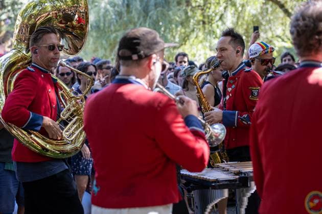 August 15, 2026, Paredes De Coura, Braga, Portugal: MEUTE perform an unexpected afternoon show by the river Coura - known locally as Couraiso - as festivalgoers gather on the riverbank and in the water during the last day of Vodafone Paredes de Coura. Paredes De Coura Portugal - ZUMAs197 20260815_aaa_s197_131 Copyright: xDiogoxBaptistax