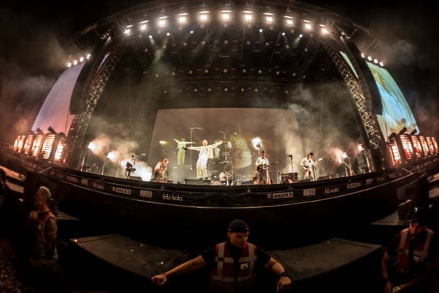 The Chemnitz rock band Kraftklub—Felix Brummer, Karl Schumann, Till Brummer, Steffen Israel, and Max Marschk—at the Highfield Festival on Lake Störmthal near Leipzig at the Highfield Festival on Lake Störmthal near Leipzig Highfield 2026 Day 2 Kraftklub