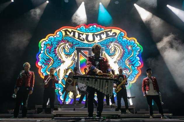 August 15, 2026, Paredes De Coura, Braga, Portugal: MEUTE, the German techno?marching band, perform on the main stage during the final day of Vodafone Paredes de Coura. Paredes De Coura Portugal - ZUMAs197 20260815_aaa_s197_326 Copyright: xDiogoxBaptistax