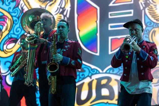 August 15, 2026, Paredes De Coura, Braga, Portugal: MEUTE, the German techno?marching band, perform on the main stage during the final day of Vodafone Paredes de Coura. Paredes De Coura Portugal - ZUMAs197 20260815_aaa_s197_320 Copyright: xDiogoxBaptistax