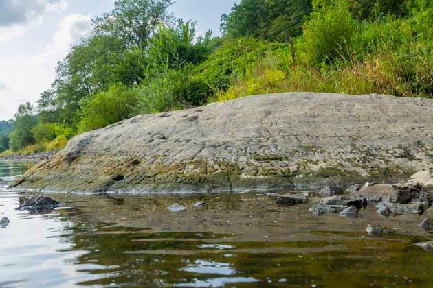 Hungerstein, Pirna, Posta; Hungerstein in the Elbe River, Pirna, Oberposta, during a period of extremely low water levels on August 16, 2026, Pirna, Saxony, Germany