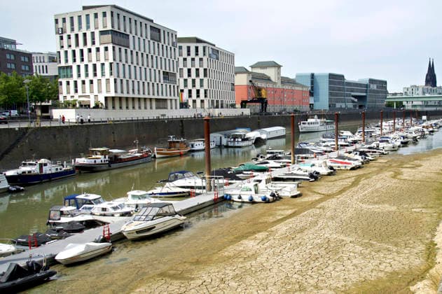 The Rhine in Cologne is at an all-time low. Overnight into Sunday, the water level dropped to just 45 centimeters, well below the previous record low. This is becoming an increasing problem for shipping. Cologne, August 16, 2026 Foto:xC.xAdolph xFuturexImagex niedrigwasser_6859