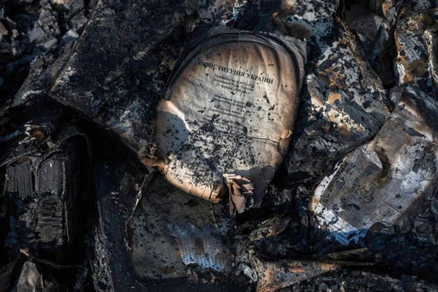 Aftermath Of A Russian Ballistic Missile Strike On Ukraine s Largest Book Market In Ukraine Burned books are seen following a fire at Ukraine s largest book market, caused by a Russian ballistic missile attack on Kyiv overnight on August 16, 2026. Kyiv, Ukraine, on August 17, 2026. Kyiv Ukraine  Copyright: xMaxymxMarusenkox originalFilename: musiienko-notitle260817_npH8G.jpg