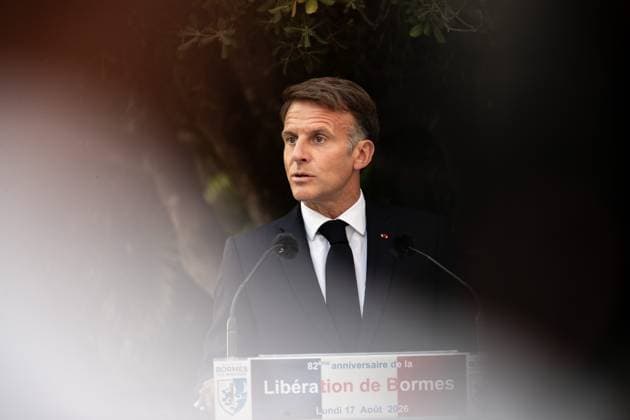 Liberation Ceremony in Bormes-les-Mimosas PHOTOPQR NICE MATIN Camille Dodet Bormes-les-Mimosas Bormes-les-Mimosas August 18, 2026 Photo PQR Camille Dodet Var Matin August 17, 2026 Bormes-les-Mimosas Final Liberation Ceremony in Bormes-les-Mimosas for President of the Republic Emmanuel Macron Photo: PQR, Camille Dodet, Var Matin, August 17, 2026, Bormes-les-Mimosas Final Liberation Ceremony in Bormes-les-Mimosas for President of the Republic Emmanuel Macron French President Emmanuel Macron during a ceremony commemorating the 82nd anniversary of the Allied Operation Dragoon landings in Provence and the liberation of the village of Bormes-les-Mimosas during World War II, in Bormes-les-Mimosas, southeastern France, on August 17, 2026, Bormes-l Copyright: xPHOTOPQR NICExMATIN MAXPPPxCamillexDodetx 20260817NIM4285 20260817NIM4285