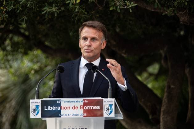 Liberation Ceremony in Bormes-les-Mimosas PHOTOPQR NICE MATIN Camille Dodet Bormes-les-Mimosas Bormes-les-Mimosas August 18, 2026 Photo PQR Camille Dodet Var Matin August 17, 2026 Bormes-les-Mimosas Final Liberation Ceremony in Bormes-les-Mimosas for President of the Republic Emmanuel Macron Photo: PQR, Camille Dodet, Var Matin, August 17, 2026, Bormes-les-Mimosas Final Liberation Ceremony in Bormes-les-Mimosas for President of the Republic Emmanuel Macron French President Emmanuel Macron during a ceremony commemorating the 82nd anniversary of the Allied Operation Dragoon landings in Provence and the liberation of the village of Bormes-les-Mimosas during World War II, in Bormes-les-Mimosas, southeastern France, on August 17, 2026, in Borme Copyright: xPHOTOPQR NICExMATIN MAXPPPxCamillexDodetx 20260817NIM4296 20260817NIM4296