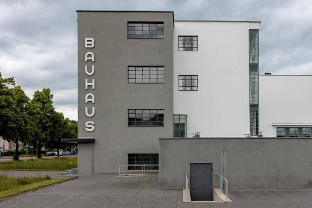 Dessau-Roßlau, exterior facade with lettering on the Bauhaus building, June 4, 2026, Bauhaus City of Dessau, Dessau-Roßlau, Bauhaus, Saxony-Anhalt, Germany