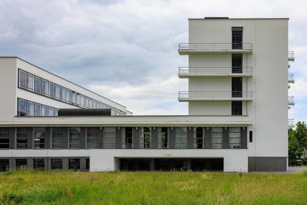 Dessau-Roßlau, exterior view of the Bauhaus complex with the Prellerhaus, June 5, 2026, Bauhaus City of Dessau, Dessau-Roßlau, Bauhaus, Saxony-Anhalt, Germany