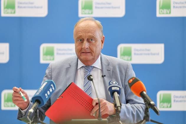 Berlin, Germany, August 18, 2026, House of German Agriculture and Food Industry; Farmers Association press conference on the harvest report; Joachim Rukwied, President of the German Farmers Association Copyright: xdtsxNachrichtenagenturx dts_130361