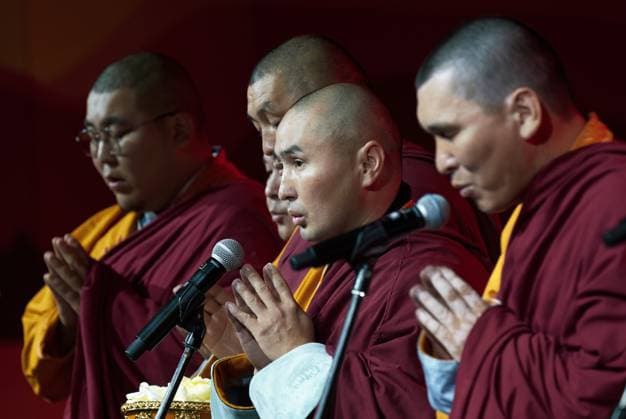 Russia International Buddhist Forum 9223448 18.08.2026 Monks attend an opening ceremony of the 4th International Buddhist Forum Buddhism in Dialogue with Cultures: The Future of Humanity in Kyzyl, the Republic of Tuva, Russia. Alexei Danichev Sputnik Kyzyl Republic of Tuva Russia  Copyright: xAlexeixDanichevx