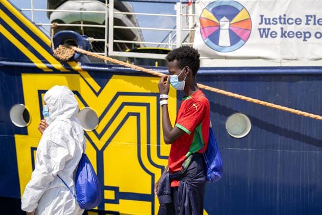 August 18, 2026, Ravenna, Italy: RAVENNA, ITALY †AUGUST 18, 2026: The Humanity 1, a search-and-rescue vessel operated by German NGO SOS Humanity, arrives at the port of Ravenna, Italy, on August 18, 2026, carrying 73 migrants rescued in the central Mediterranean between Malta and Lampedusa. According to SOS Humanity, those rescued include 17 minors and five women. Italian authorities designated Ravenna as the vessel s port of disembarkation. The arrival marks the city s 28th migrant disembarkation since December 2022 and its fourth in 2026. Ravenna Italy - ZUMAq101 20260818_zna_q101_014 Copyright: xSilviaxCasadeix