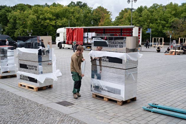 Berlin, August 18, 2026, Brandenburg Gate, Platz des 18. März, Commemorating the 65th Anniversary of the Construction of the Berlin Wall: A Temporary Memorial Site Featuring a Large-Scale Installation and Open-Air Exhibition by Kulturprojekte Berlin and the Berlin Wall Foundation