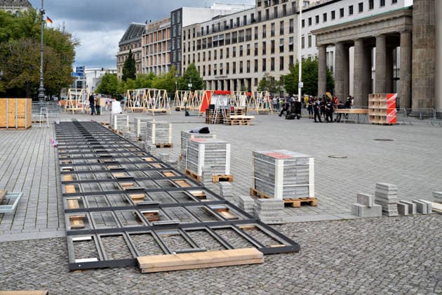 Berlin, August 18, 2026, Brandenburg Gate, Platz des 18. März, 65th Anniversary of the Construction of the Berlin Wall: Temporary Memorial Site Featuring a Large-Scale Installation and Open-Air Exhibition by Kulturprojekte Berlin and the Berlin Wall Foundation