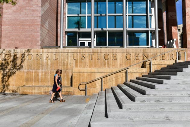 NEW YORK, NY- AUGUST 18: View of the Clark County District Court in the Regional Justice Center in Las Vegas, Nevada during the Tupac Shakur murder trial at on August 18, 2026. Copyright: xDeeCeexCarterx