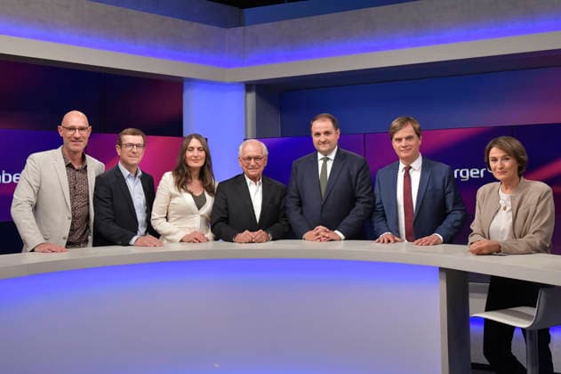 Lars Sänger, Christoph von Marschall, Anja Kohl, Wolfgang Ischinger, Nathanael Liminski, Bernd Baumann, and Sandra Maischberger on the ARD talk show *maischberger* at the studio in Berlin-Adlershof, Berlin, August 18, 2026 Foto:xM.xBehrensx xFuturexImagex maischberger1808_6802