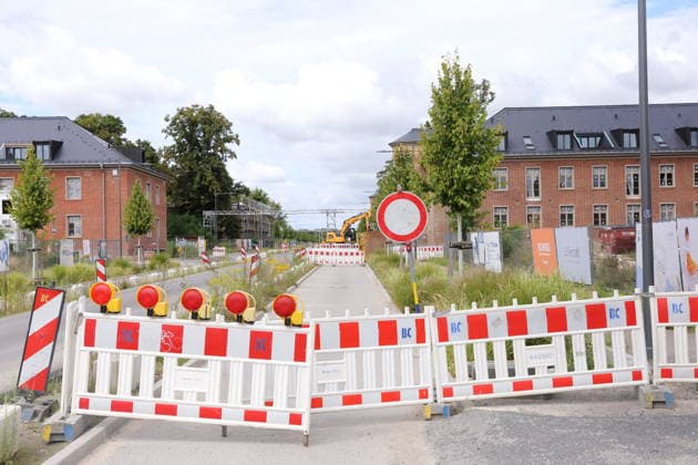 Barrier at a construction site in the new Krampnitz neighborhood in Potsdam, August 18, 2026 Krampnitz
