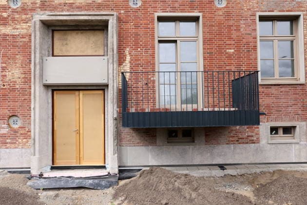 Renovation work on an old barracks building in the new Krampnitz neighborhood of Potsdam, August 18, 2026, Krampnitz