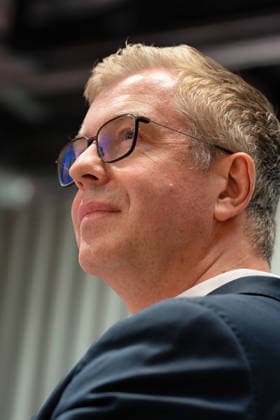 Berlin, August 18, 2026—Bitkom Policy Pitch for the 2026 Berlin House of Representatives election at Delta Campus Neukölln; Stefan Evers, the Berlin CDU’s top candidate for the 2026 Berlin House of Representatives election, is in attendance.