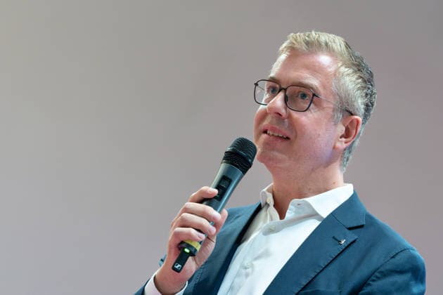 Berlin, August 18, 2026—Bitkom Policy Pitch for the 2026 Berlin House of Representatives election at Delta Campus Neukölln; Stefan Evers, the Berlin CDU’s top candidate for the 2026 Berlin House of Representatives election, is in attendance.